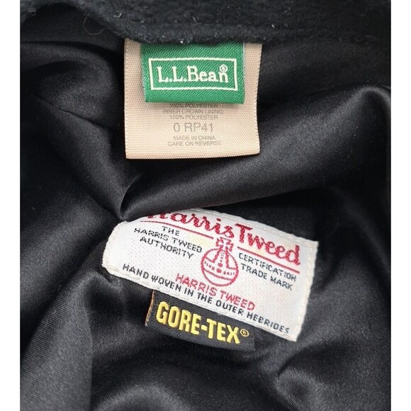 LL Bean Harris Tweed Wool Goretex Houndstooth Newsboy Flat Cap Size M Grey/Blk - Picture 11 of 14